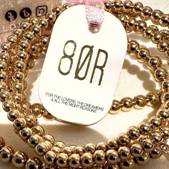 ✨ Edgy 8 Other Reasons - Set of 5 Gold Beaded Bracelets - Brand New in Package✨ - Picture 1 of 14